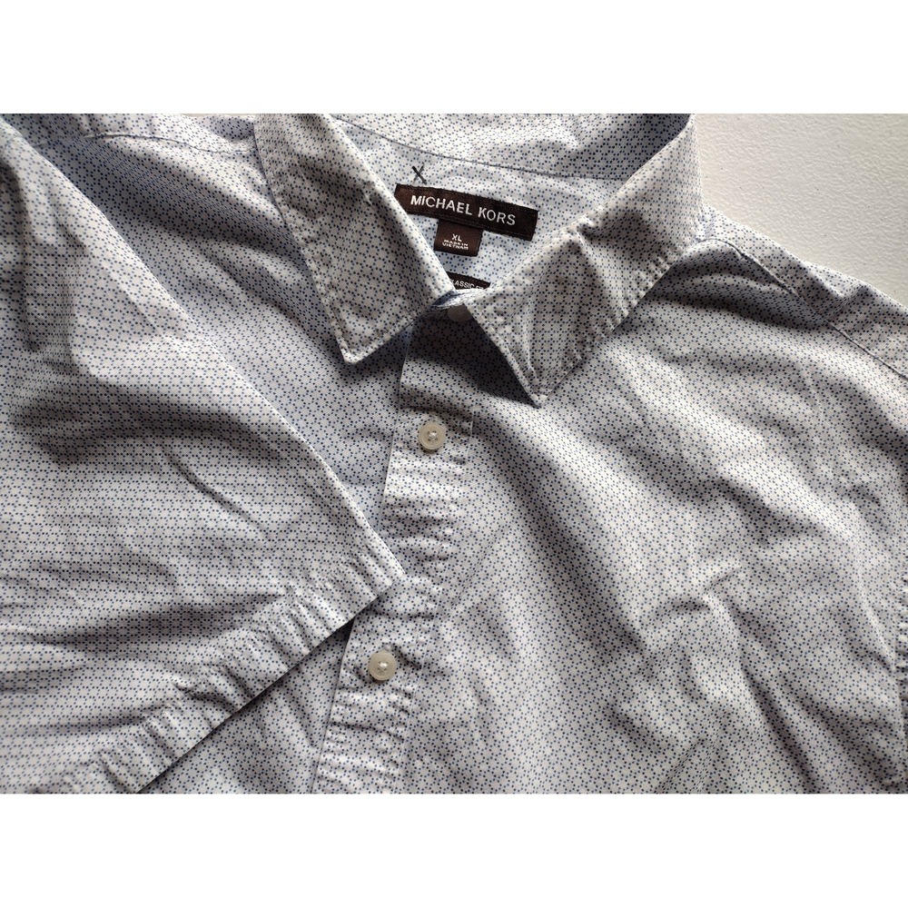 Michael Kors men's white geometric button up shirt size XL